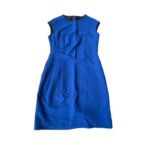 Lafayette 148 Wool Sheath Dress Ruched Cobalt Blue Professional 8 EUC - Picture 11 of 11